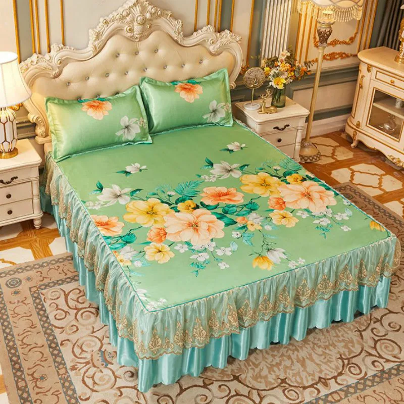 

Sunflowers Printing Bed Skirt Home Textile Bedding 3pcs/set(1Bed Skirt + 2pcs Pillowcase) Bed Sheet King Bedspread Hot F0585