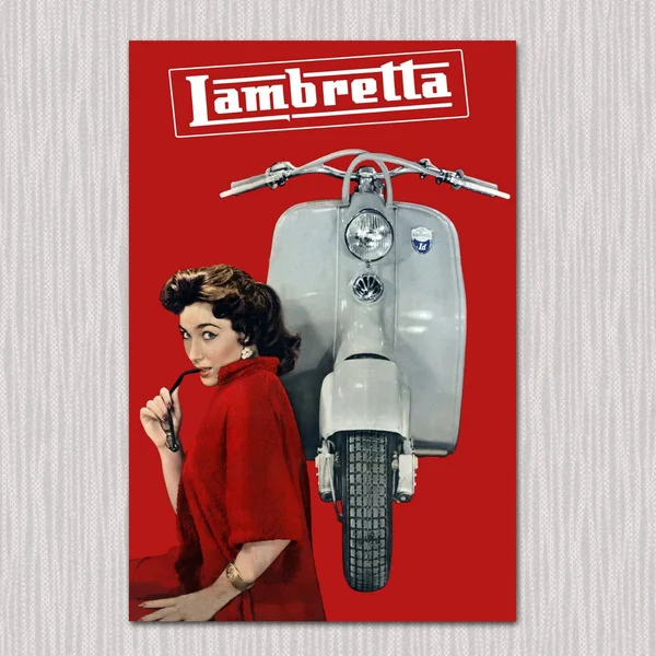 

Lambretta Advert Red Tin Sign Metal Sign Metal Poster Metal Decor Metal Painting Wall Sticker Wall Sign Wall Decor