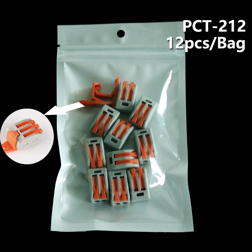 BAG-PCT-212-N12 222-413 PCT-213 PCT213 2 3 штыревой полюс, универсальный компактный проводной разъем проводки, проводниковый блок 222-412 PCT-212 PCT212 - Цвет: BAG-PCT-212-N12
