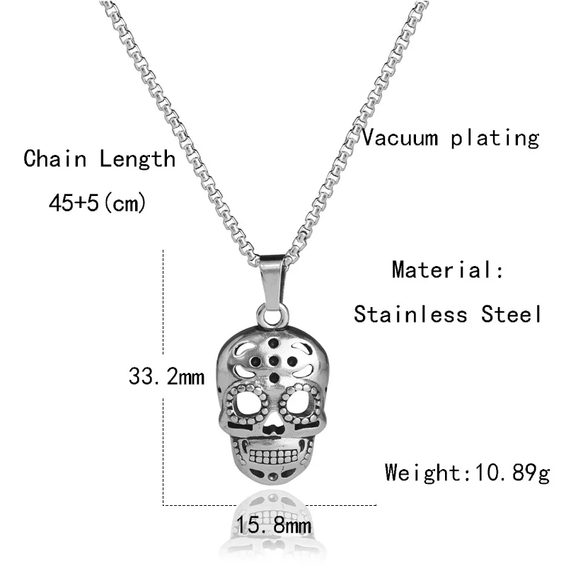 

Stainless Steel Skeleton Shape Pendant Necklace For Women Men Clavicle Chain 2020 Trend Gothic Punk Hip Hop Jewelery Party Gift