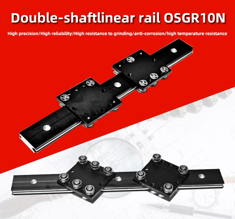 30mm width Aluminum roller linear guide rail OSGR10N L=300/350mm Dual axis linear guide with OSGB10N slide block for CNC