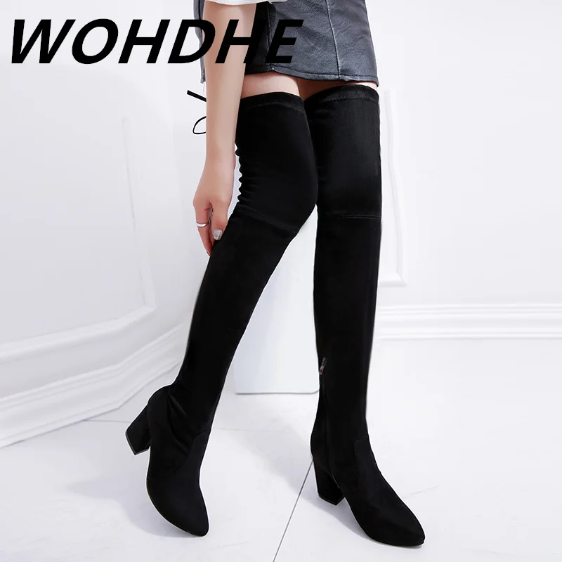 Женские Современные Сапоги WOHDHE лаконичные длинные сапоги выше колена на