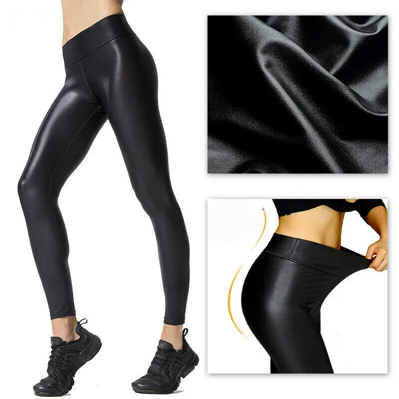 

Women Skinny Faux Leather Stretchy Pants Leggings Pencil Tight Trousers