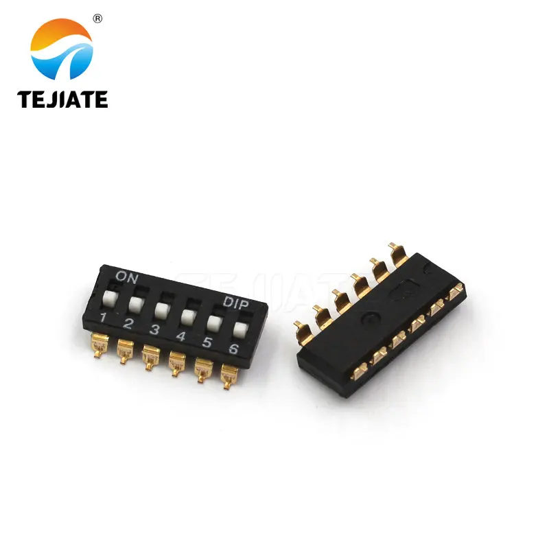 5PCS Toggle Switch Patch Flat Pulling DIP Snap Switches 2.54MM 1/2/3/4/5/6/8/10P Black Dial Address | Электронные компоненты и