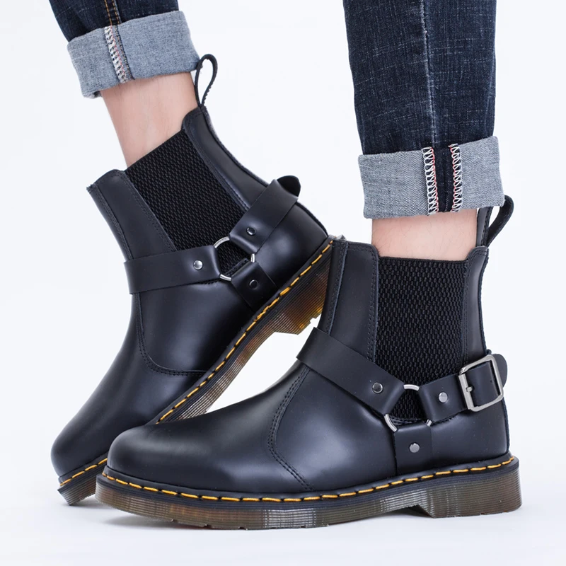 

2021 New Autumn Chelsea Shoe for Men Medium Cut Anti-Slip Military Combat Boots Men Genuine Leather Fashion Mens Motorcycle Boot