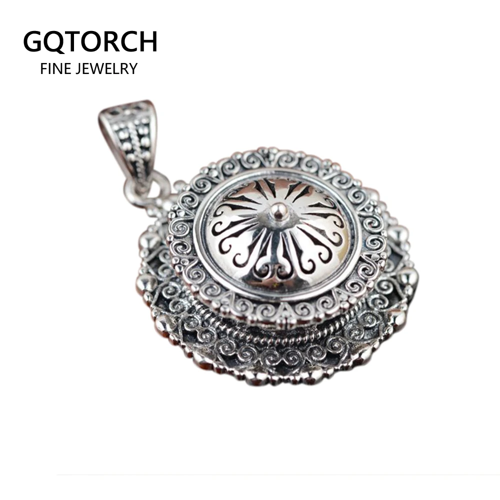 Мантра Писание 925 пробы Серебряная коробка Gaudencio кулон цветочный узор резьба