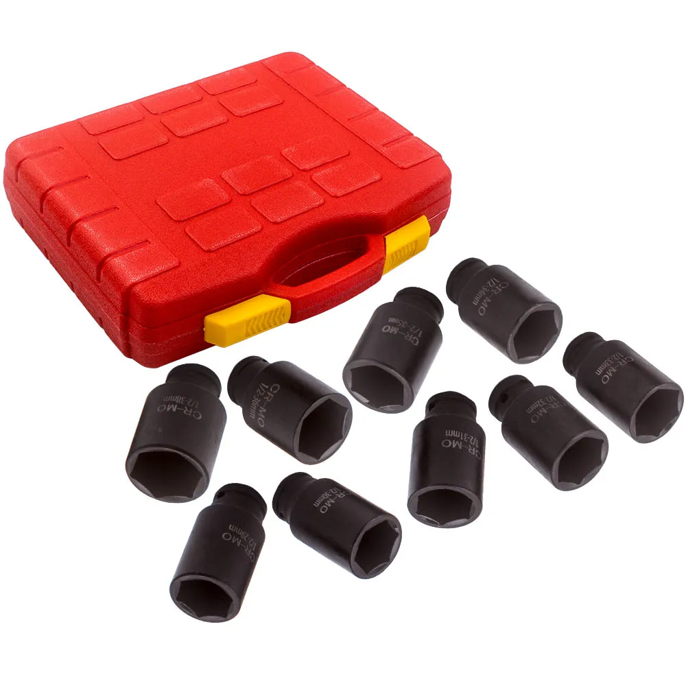 

9 шт. набор гаечных ключей с глубокой ударной осью 1/2 дюйма, приводной 6-точечный 29-38 мм