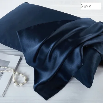 Navy Junwell натуральные шелковые наволочки с рисунком шелковицы застежка-молния 1 шт. Роскошная Подушка Чехол наволочка для здоровья и красоты - Цвет: Navy