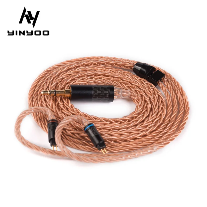 Yinyoo 8 Core Upgraded High-end Single Crystal Copper Cable 2.5/3.5/4.4MM With MMCX/2PIN Connector For KZ ZS10 AS10 BLON BL-03 |