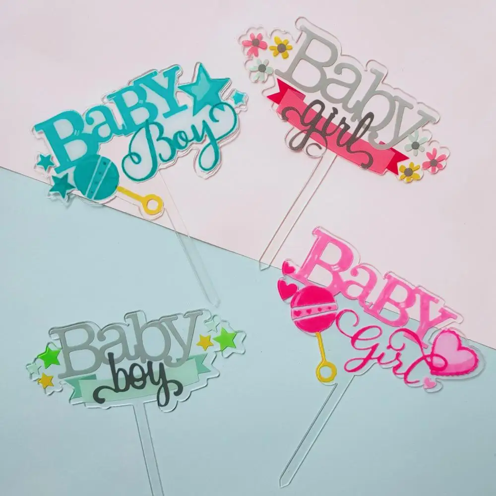 

50% Hot Sale Baby Boy Girl Multicolor Acrylic Cake Topper Birthday Anniversary Party Decor Cake Decorating Supplies