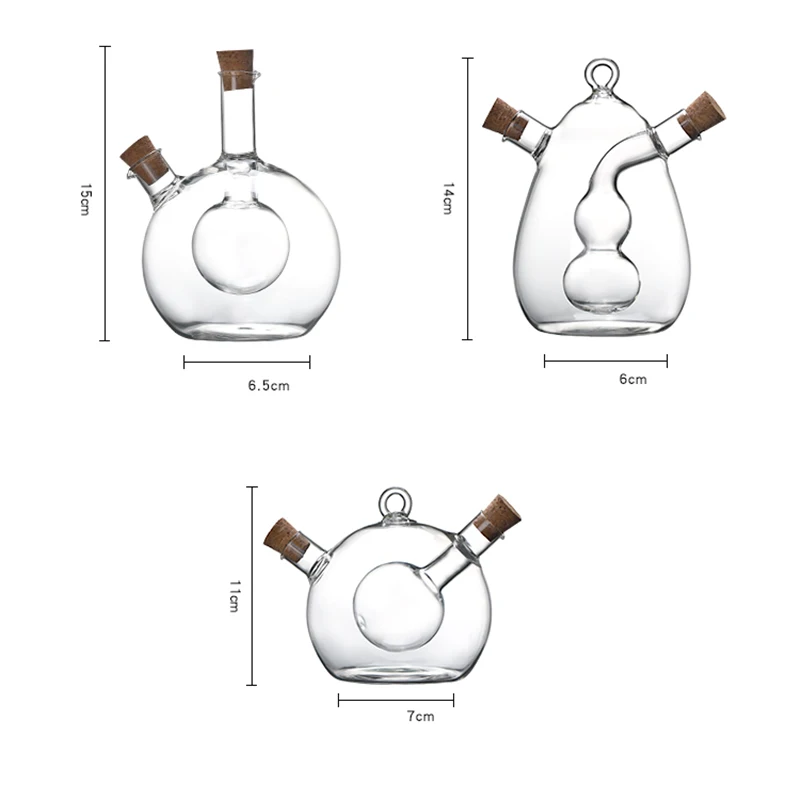 Емкость для контроля масла двойного назначения Стеклянная банка Бутылка приправ