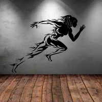 sprinter gym fitness decal coach sport muscles woman wall sticker vinyl decal mural art decor e169