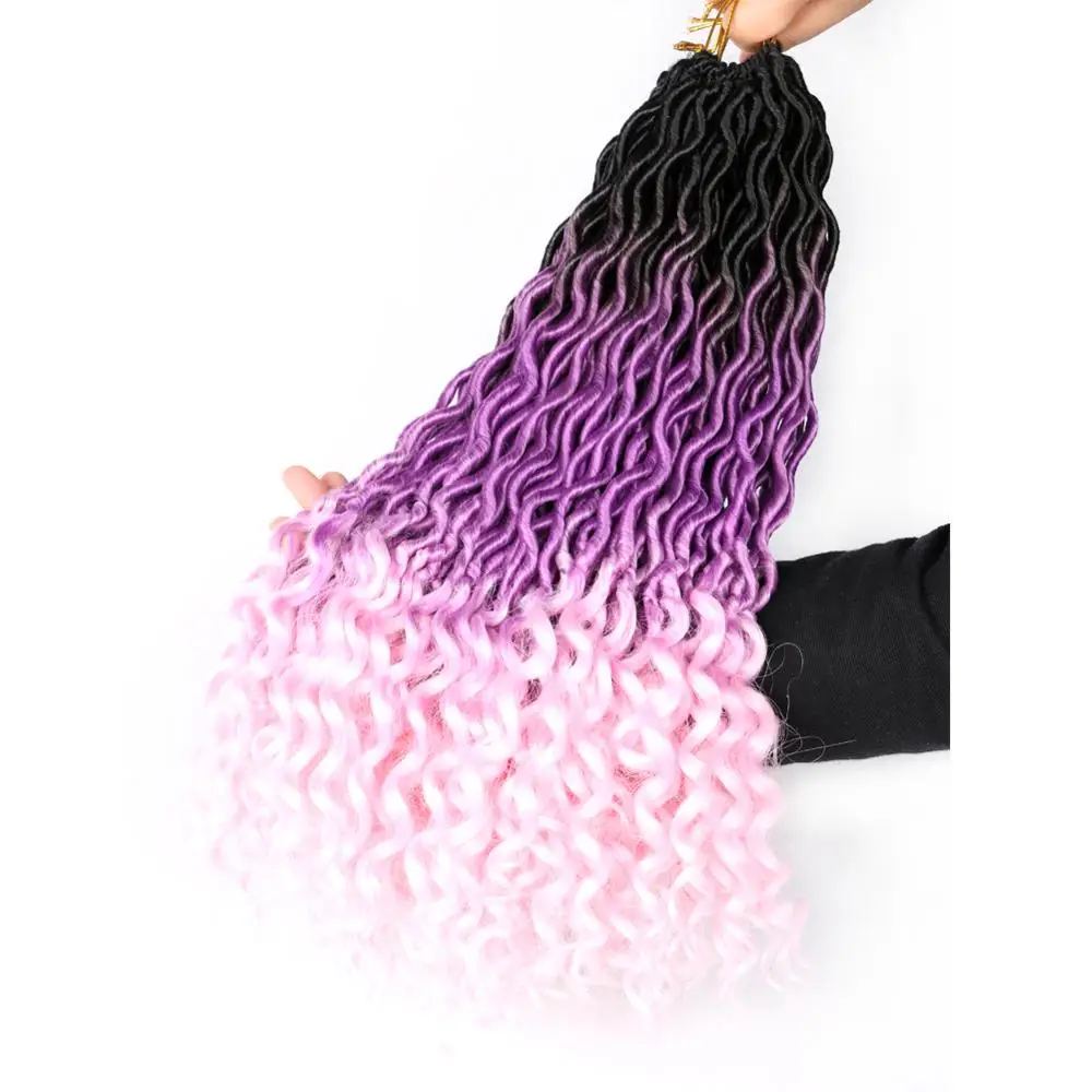 

Mtmei Hair Wave Dreadlocks Hair Extensions 18" 24Strands Goddess Faux Locs Crochet Hair Black Blue Purple Pink Crochet Braids
