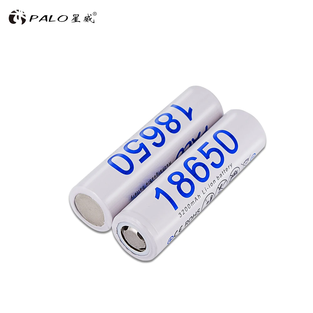 4 шт. литий-ионных аккумулятора PALO 18650 3 7 в 3200 мАч + зарядное устройство USB для AA / AAA
