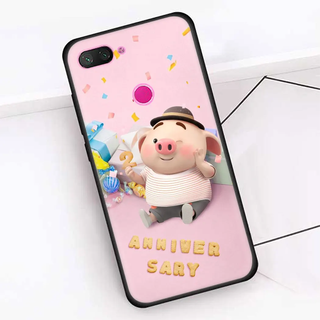 Soft silicone Cover for Redmi 6 K20 Pro 5 Plus 6A 5A 4A 7 7A 8A S2 Go Black Phone Case Cute Pig | Мобильные телефоны и