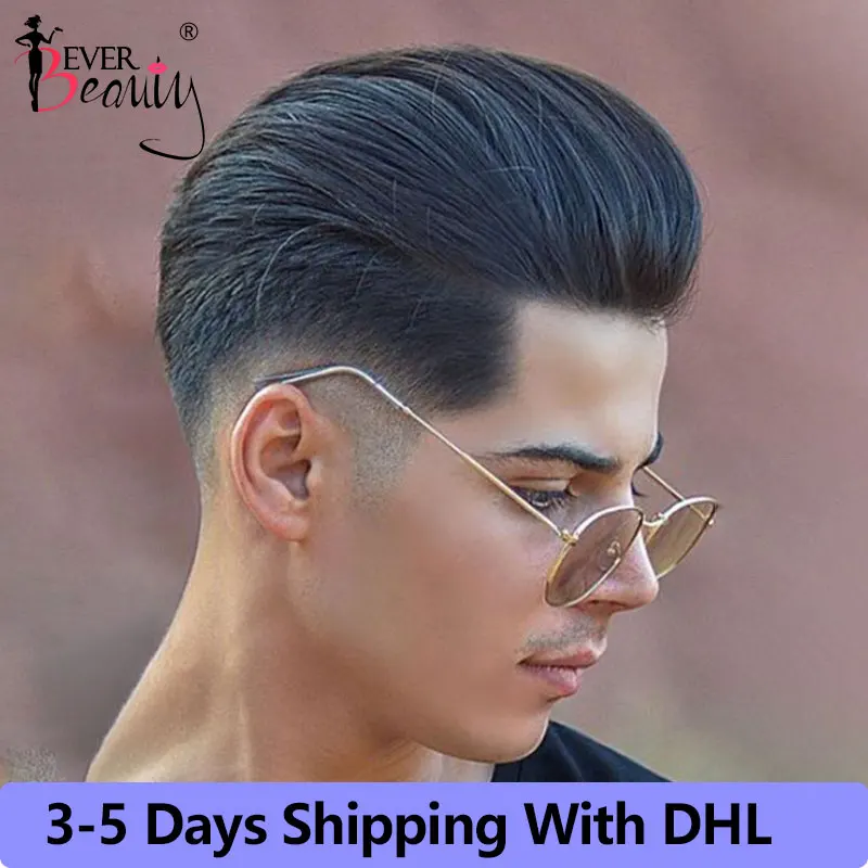 Прочный мужской парик из тонкой кожи натуральный Европейский Реми искусственная