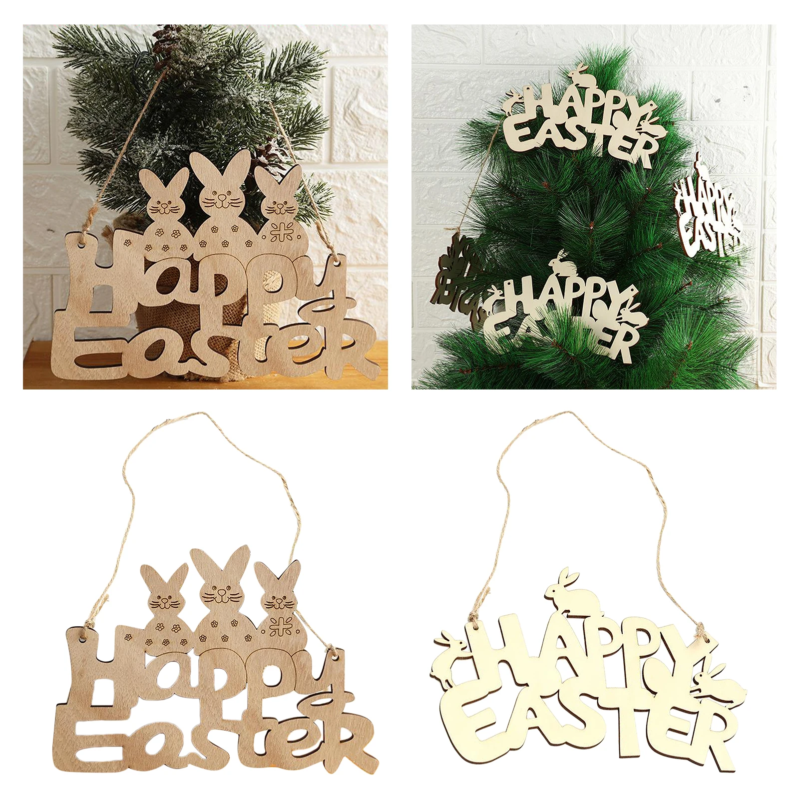

Easter Ornaments Wooden Bunny Happy Easter Door ing Decorations
