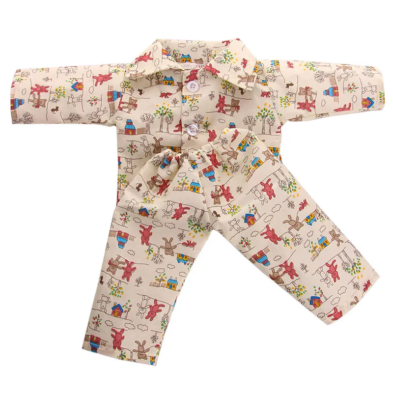 Цветочный пижамный комплект подходит для 18 дюймовых американских кукол и 43 см