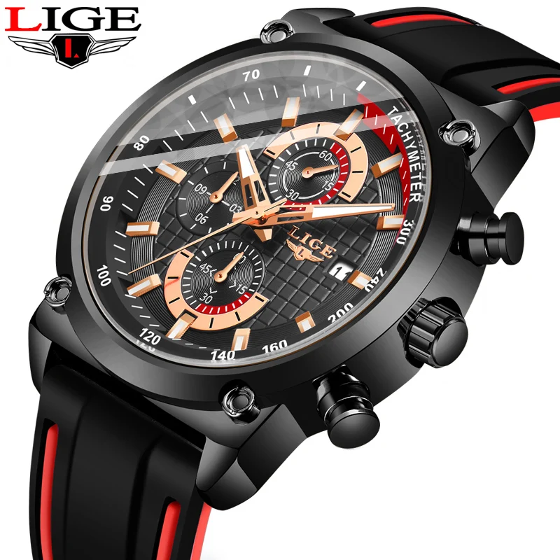 Relogio Masculino LIGE спортивные мужские часы с хронографом высокое качество топ класса
