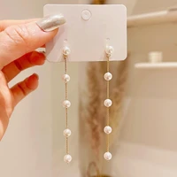 all match long lasting charming long dangle pearl earrings for party