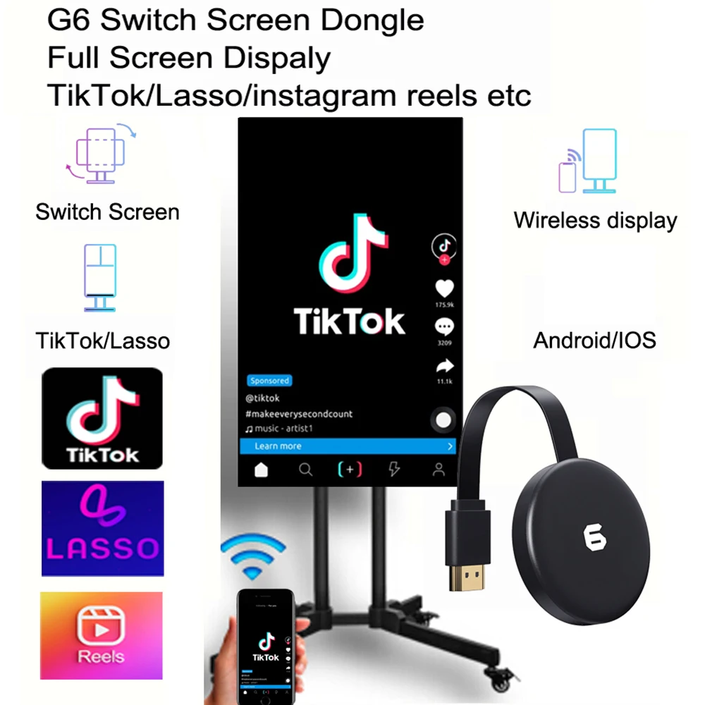 G6 Miracast Android Dongle Mirascreen HDMI-совместимый Airplay TV Stick беспроводной дисплей приемник 1080P