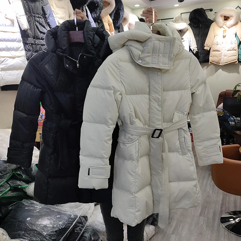 Fitaylor новые зимние женские большие натуральные меховые куртки с воротником ультра легкие 90% Белые парки на утином пуху Тонкий теплый пуховик Верхняя одежда с поясом
