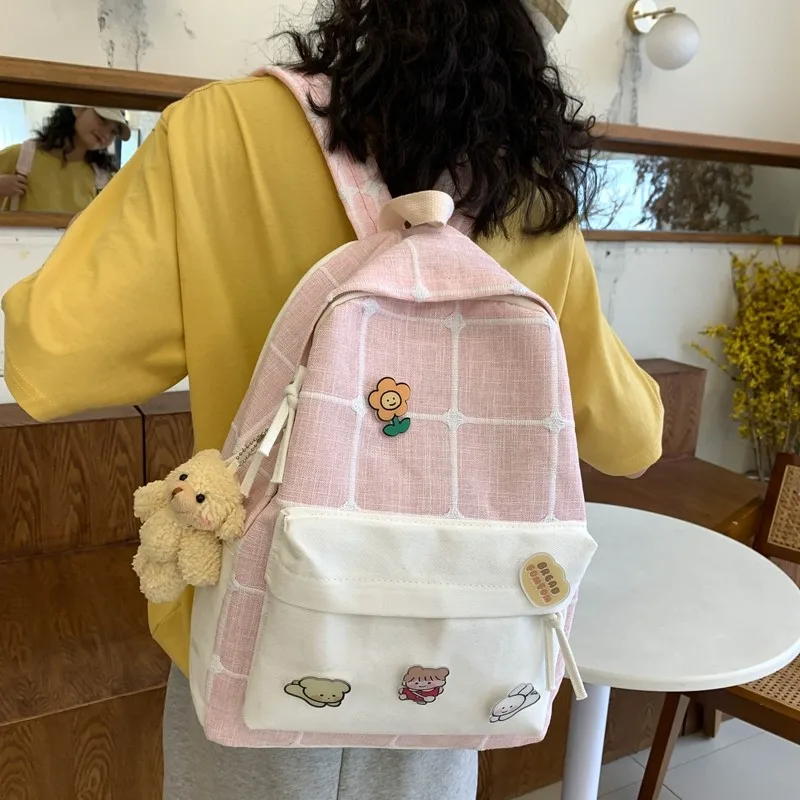 

2021 Canvas School Bags for Teenage Girls Cute School Laptop Backpacks Women Travel Backpacks Student Bookbags Female Rucksack
