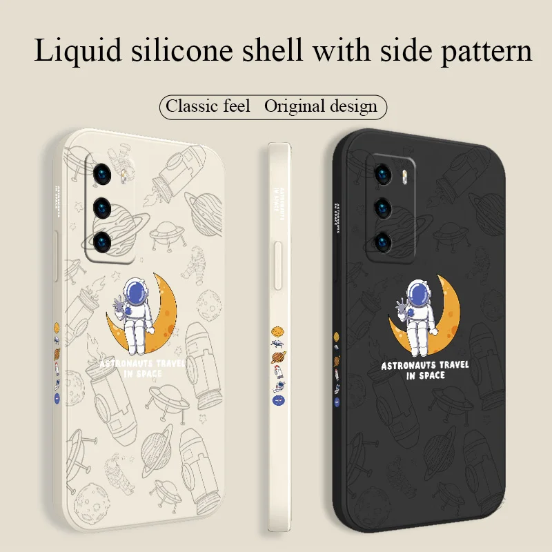 

Cute Astronaut Silicone Phone Case For Huawei P40 P30 P20 Pro Lite Mate 40 30 20 Pro Lite P Smart 2021 Y7A Soft Back Cover Funda