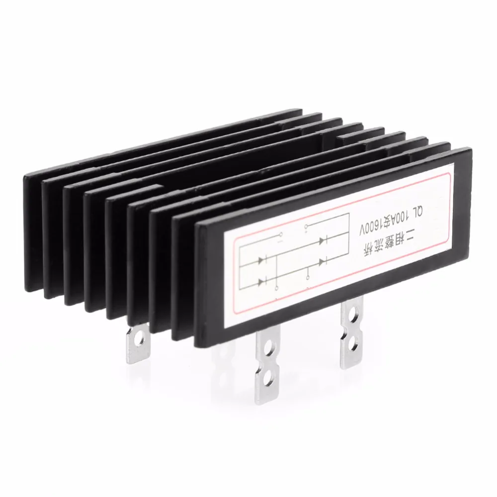 1 шт.-диодный мост выпрямителя 100A Amp 1600V Напряжение 2-фазный диодный мост выпрямителя высокое Мощность черный диодный мост выпрямителя