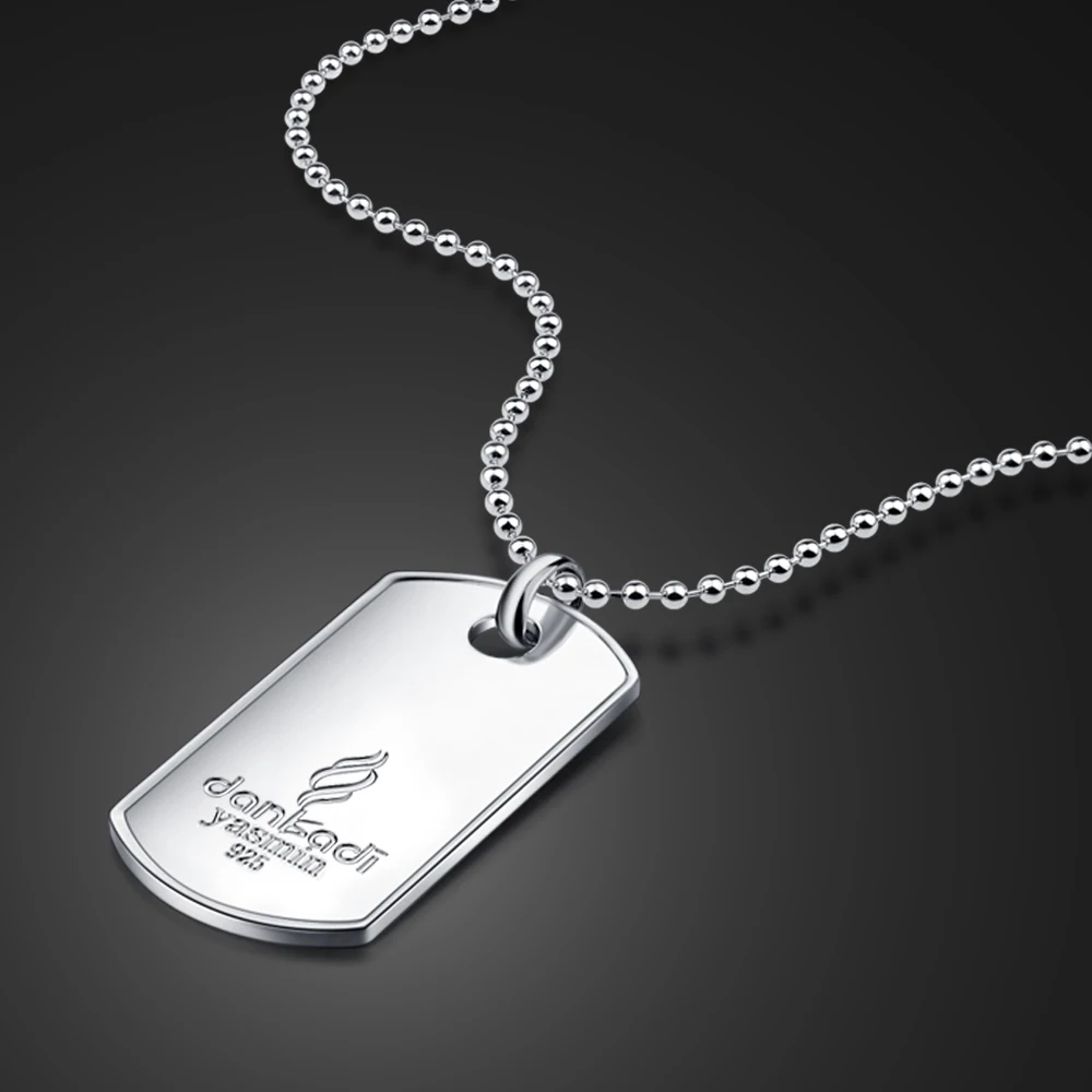 

Fashion 100% 925 Sterling Silver Hip Hop Long Chain Necklace For Women Men Jewelry Gifts Army card Pendant Choker Accessories