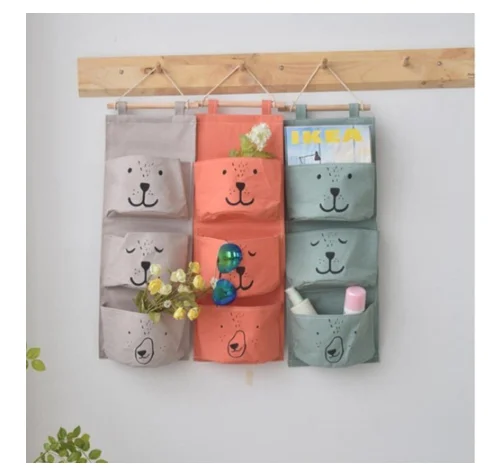 Симпатичная настенная сумка для хранения с 3 карманами органайзер детской