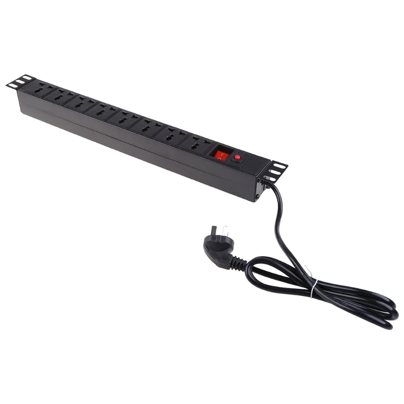 

1U PDU 8 Outlet Metal Power Strip Surge Protector 250V 10A 2500W with Long Extension Cord for 19 inch Server Rack