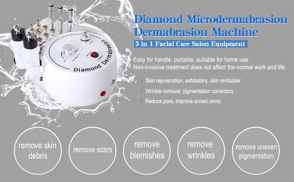 

3 in1 Diamond Microdermabrasion Dermabrasion Machine Water Spray Exfoliation Beauty Machine Removal Wrinkle Facial Peeling Tools