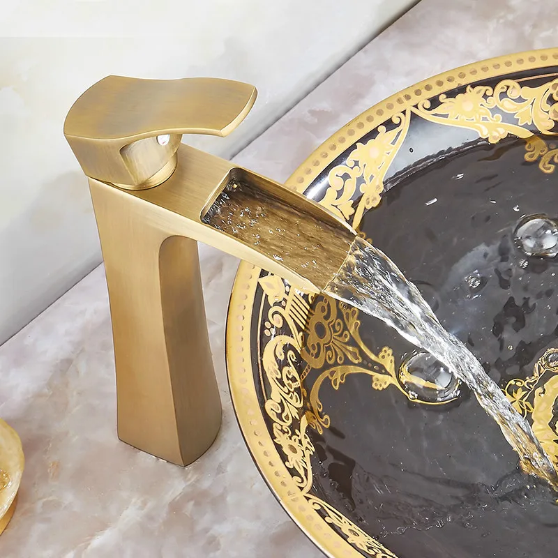 Смесители для кухни полностью медный архаизский водопад кран лица умывальник