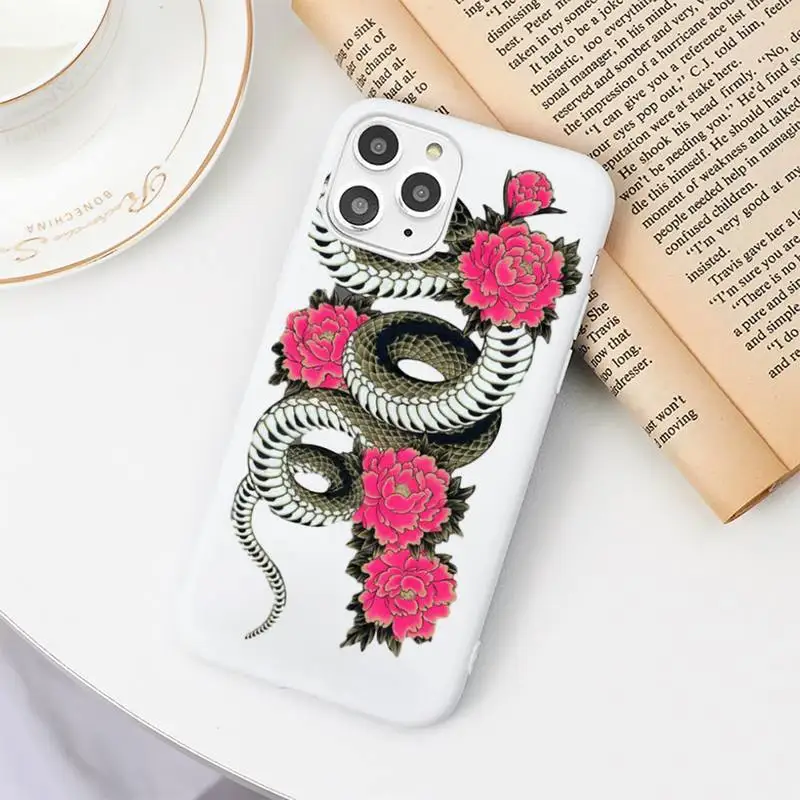 

Hand flower snake animal high quality Phone Case shell Candy Color for iPhone 6 7 8 11 12 s mini pro X XS XR MAX Plus
