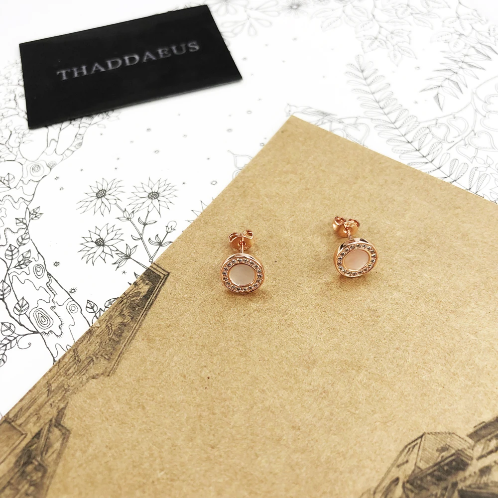 Круглые серьги гвоздики из розового золота модные хорошие украшения в