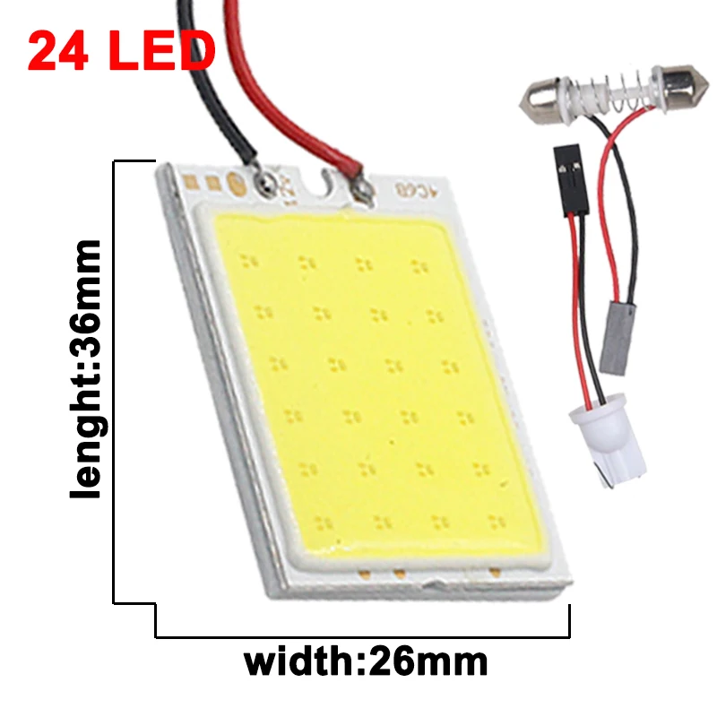 24 LED 1х T10 W5W светодиодный COB лампочка C5W C10W COB светодиодный фестон 31 мм 36 мм 39 мм 42 мм 12 в супер яркий белый интерьер автомобиля купольный светильник для чтения - Испускаемый цвет: 24 LED