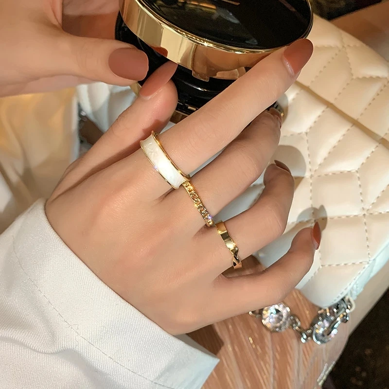 

New Gothic Style Three Piece Opening Rings for Woman Fashion Jewelry European and American Wedding Party Sexy Ring 2021 Bague