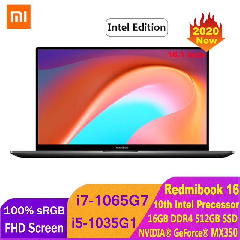 Ноутбук Xiaomi RedmiBook 16 Intel Edition 10000/16 ГБ ОЗУ 512 SSD MX350 Windows 10 FHD экран 1 дюйма|Ноутбуки| |