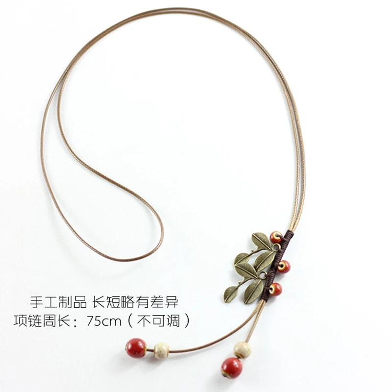 Модные керамические ожерелья ручной работы с подвесками в виде листьев для