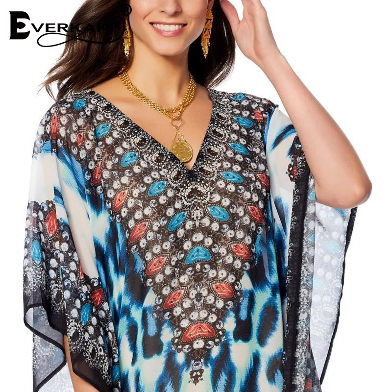 Everkaki платья для женщин Gypsy Boho с принтом свободные летние пляжные Длинные Платья