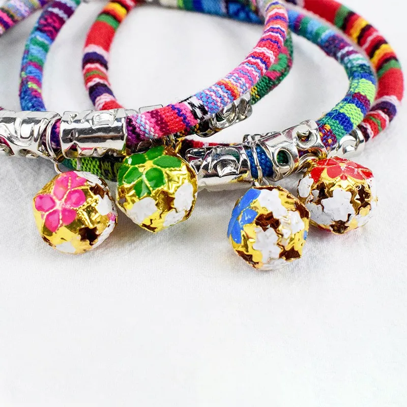 Цветной ошейник для питомцев хлопковый богемский колокольчик цветной шейный