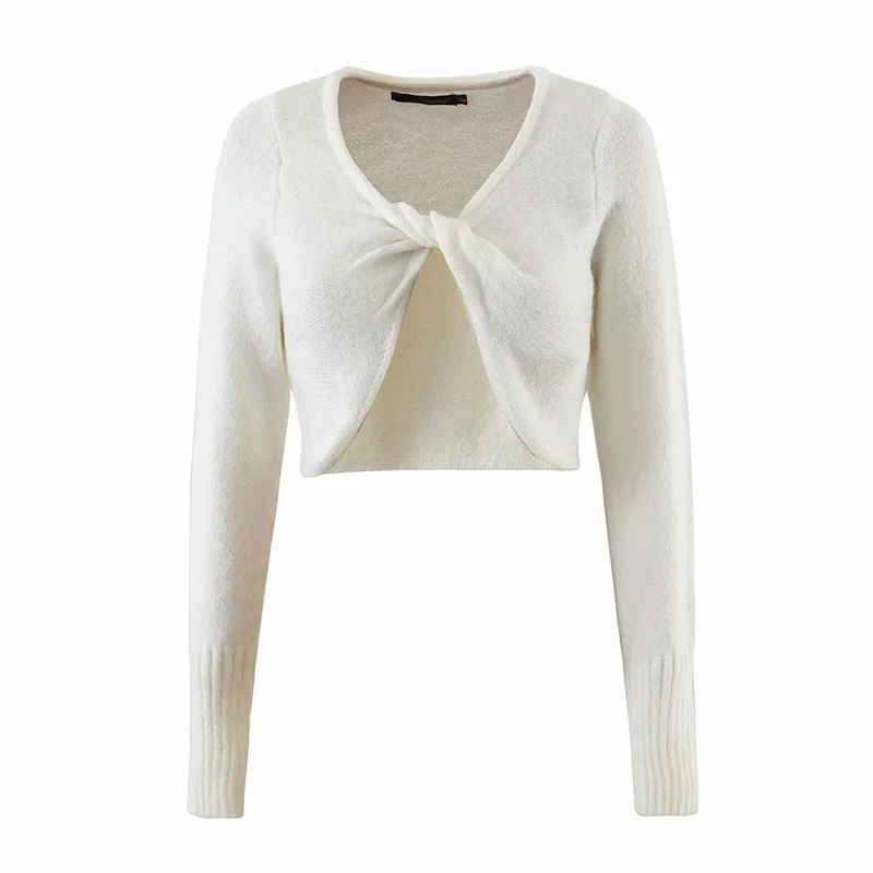 

PUWD Casual Women Slim Cross Knitted Pullover 2021 Summer Fashion Ladies Long Sleeve Solid Color Sweaters Girls Sweet Knitwear