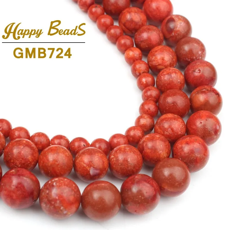 Натуральные красные коралловые круглые бусины Свободные Spacer Бусины для