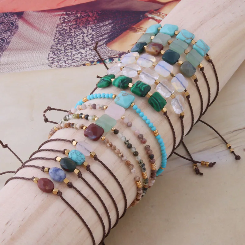 NeeFu WoFu ретро браслет из нержавеющей стали с натуральными камнями|Браслеты