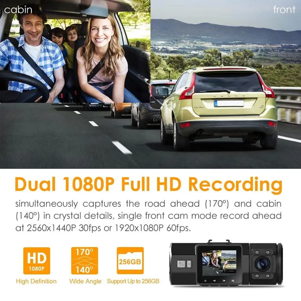Vantrue N2 Pro видеорегистратор с двумя объективами 1080P Автомобильный + GPS модуль