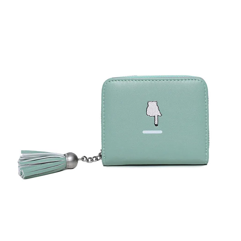 Zipper Wallet Female Short Student Korean Version Cute Small Fresh Simple Multifunctional Two Folding Purse Anime | Багаж и сумки