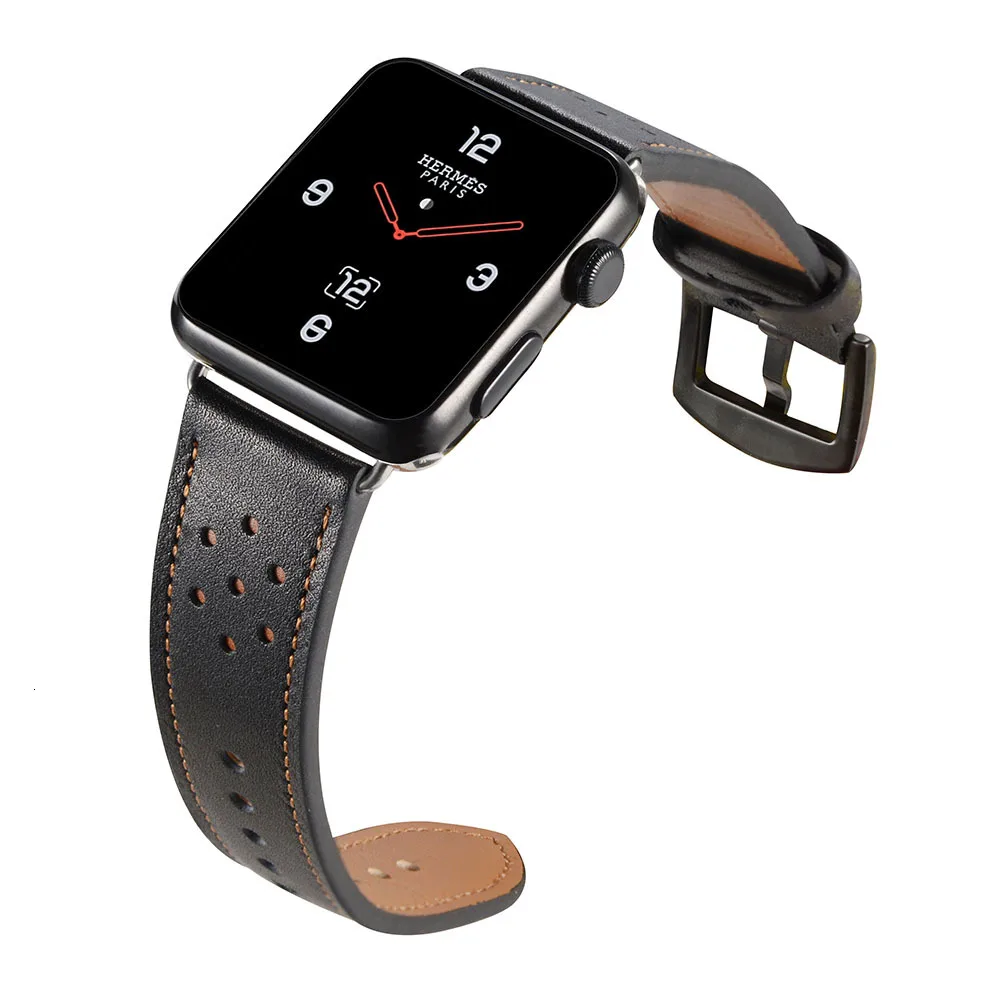 Роскошный кожаный ремешок в стиле ретро для Apple watch 44 мм 42 мм 38 с черным адаптером для iwatch серии 5 1 2 3 ремешок для часов