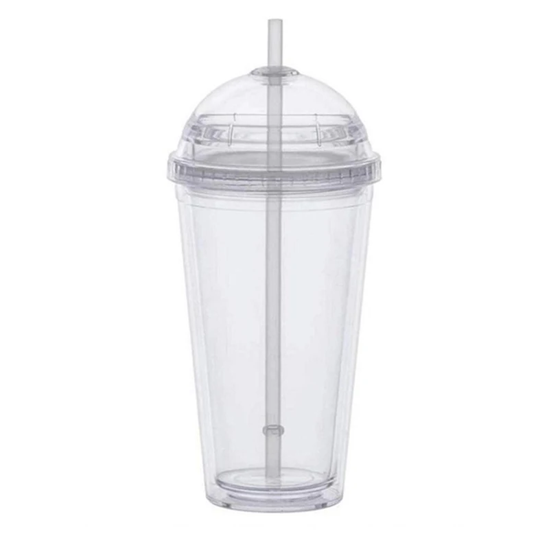 20oz Acrylic Tumbler With Dome Round Lid And Straw Double Wa