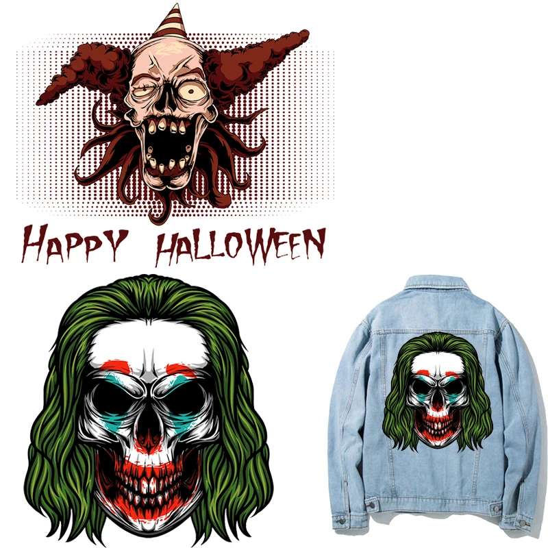 Череп нашивки в стиле Джокер Термальность наклейки на одежде термонаклейки для
